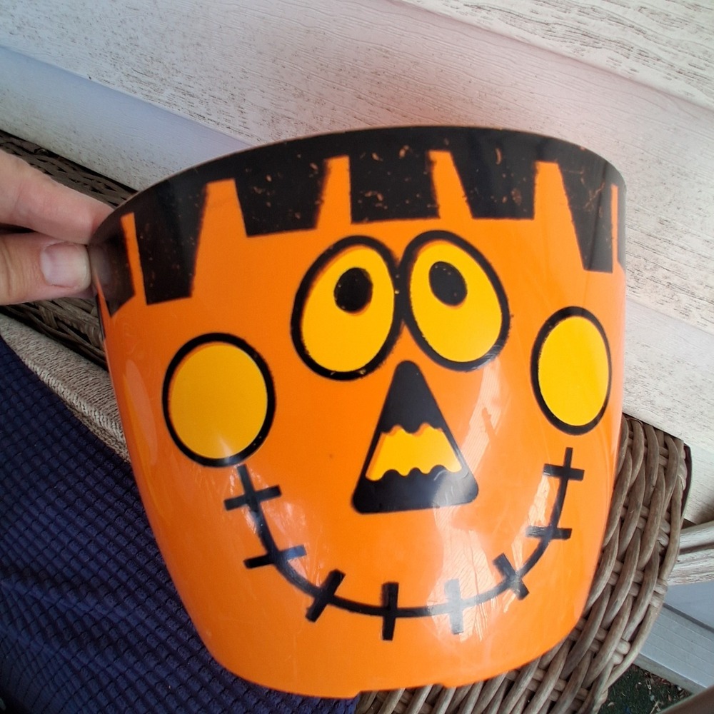 Vintage Halloween 80s 90s Scarecrow Pumpkin JOL Planter Container Unique!